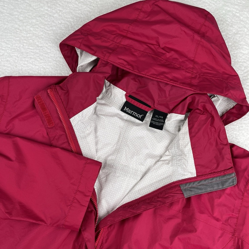 MARMOT Precip Jacket Women XS Pink Waterproof Windbreaker Hooded Full Zip Vented